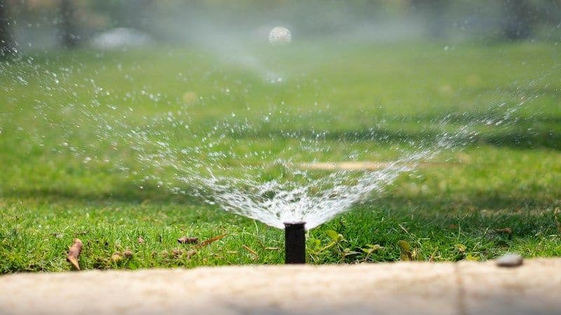 Sprinkler head spraying unevenly, a sign of an irrigation system problem